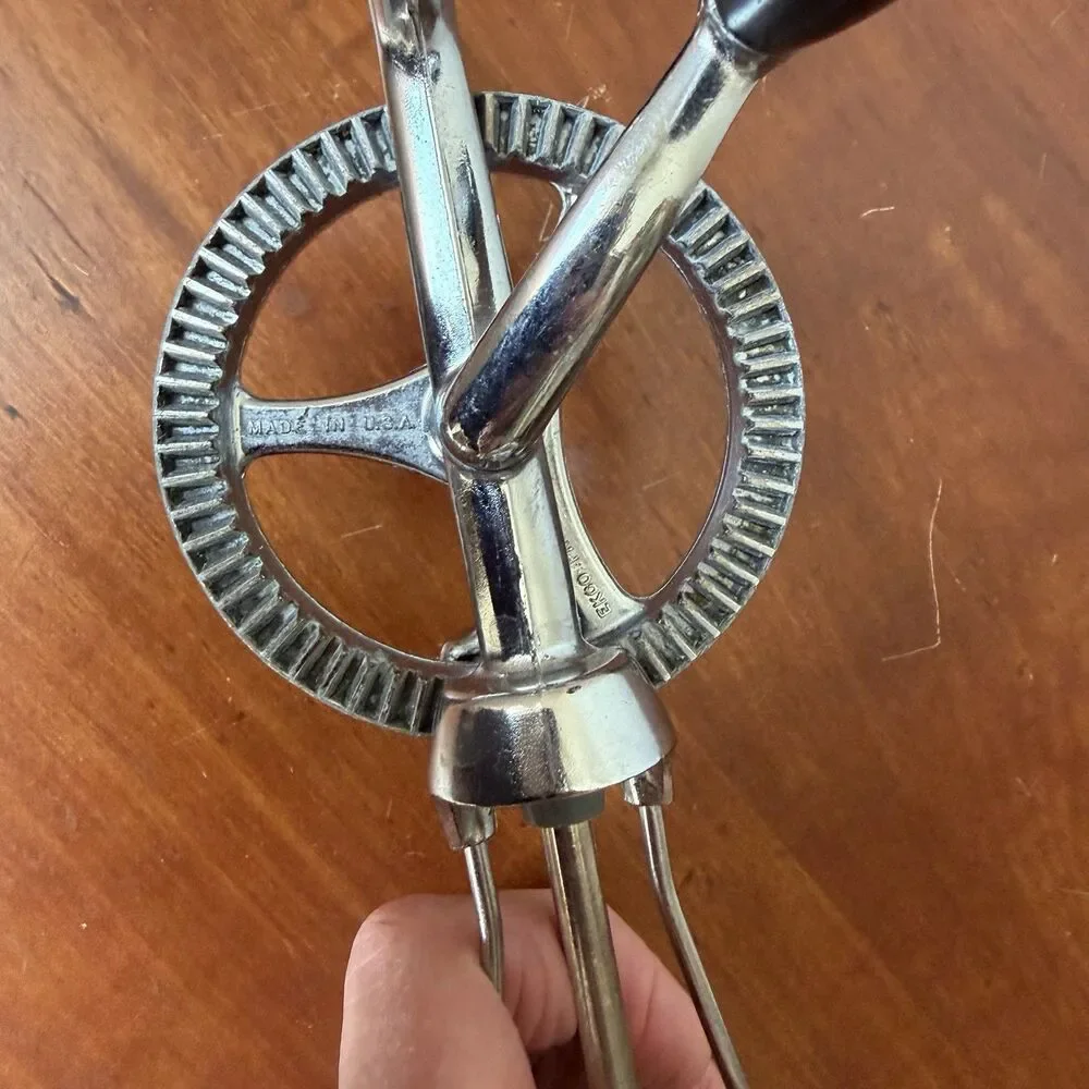Vintage Ecko Best Hand Held Mixer Rotary Beater Black Handle Stainless Steel